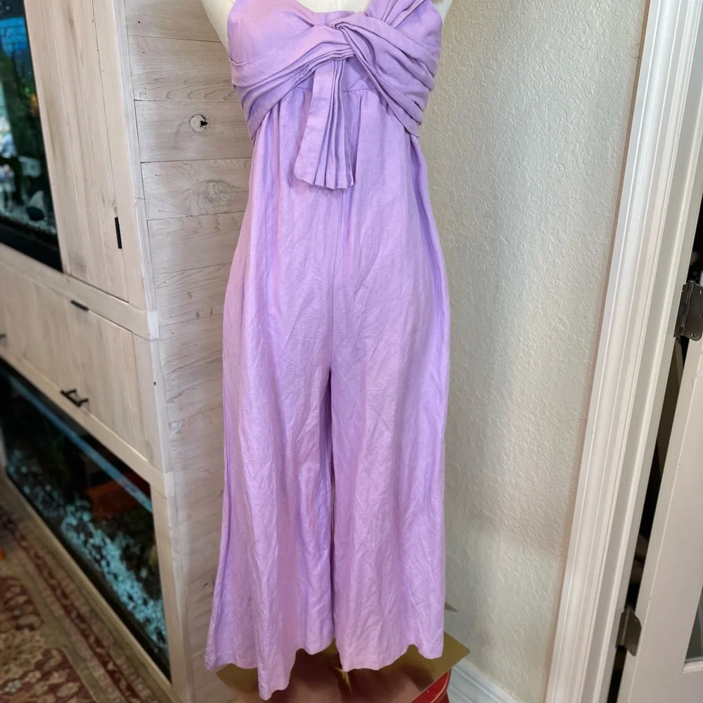 Habitual lavender size girls‎ 12 adjustable straps wide leg linen blend jumpsuit